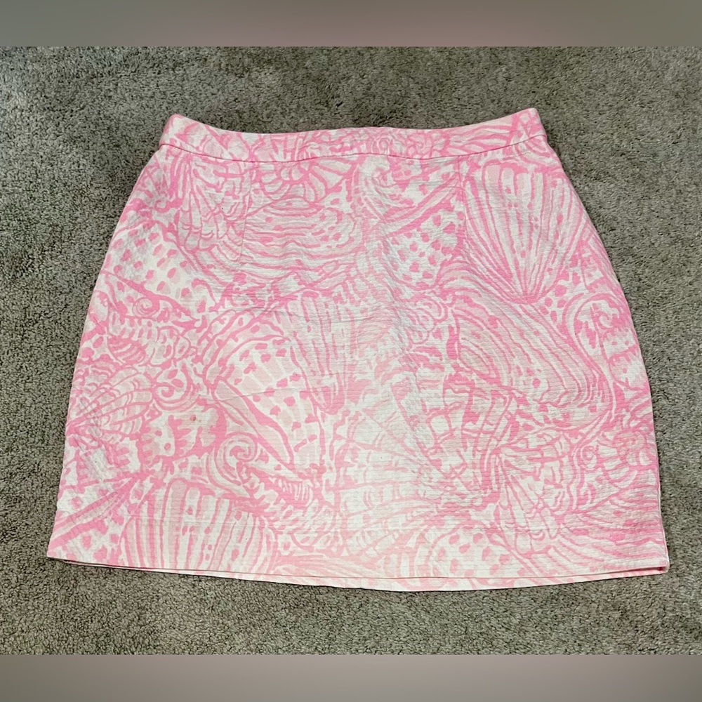 Lilly Pulitzer Pink & White Shell-Print Mini Skirt